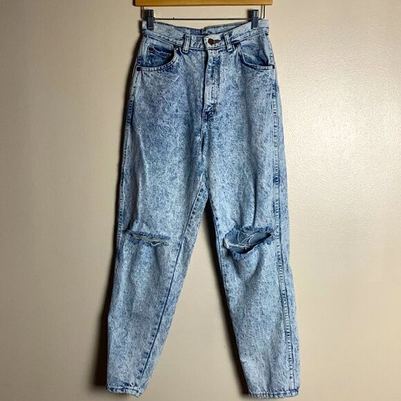 VINTAGE Congo Trader High Waist Acid Washed Jeans Size 8 tapered distressed 80s - Picture 9 of 10